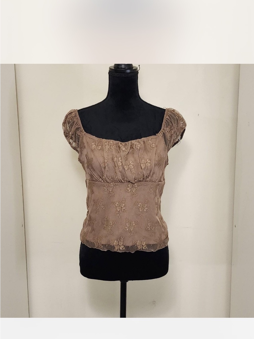 Madden Girl Women's Brown Embroidered Scoop Neck Top